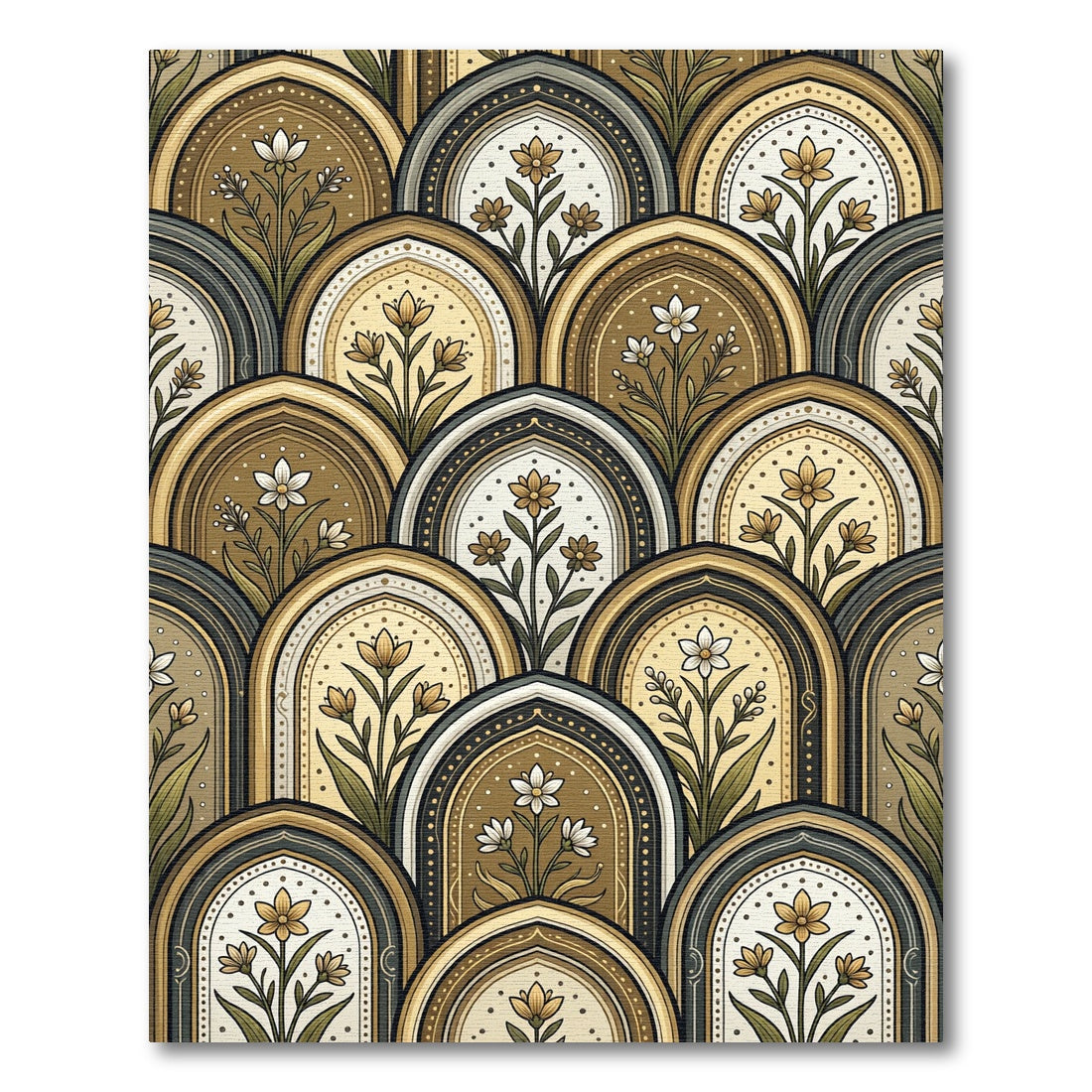 Earthy Tones Arch Floral Arrangement Rug