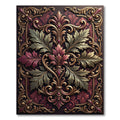 Ornate Gold Burgundy Acanthus Foliage Rug
