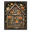 Golden Rose Lattice Cottage Garden Art Rug