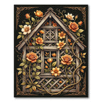 Golden Rose Lattice Cottage Garden Art Rug
