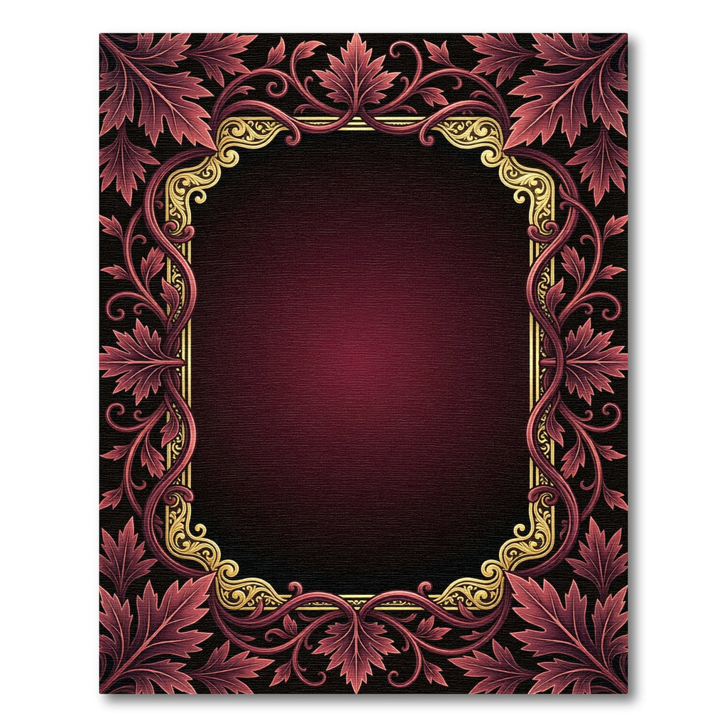 Regal Crimson Floral Border Rug