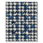 Navy Blue Cream Houndstooth Geometric Rug