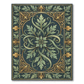 Antique Green Gold Acanthus Leaves Frame Rug