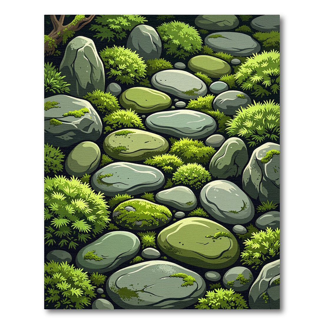 Serene Green Stone Lush Foliage Rug