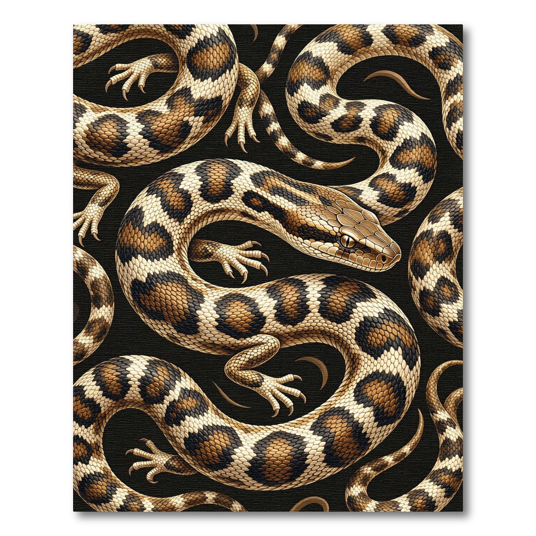 Golden Serpents Entwined Earthy Scales Rug