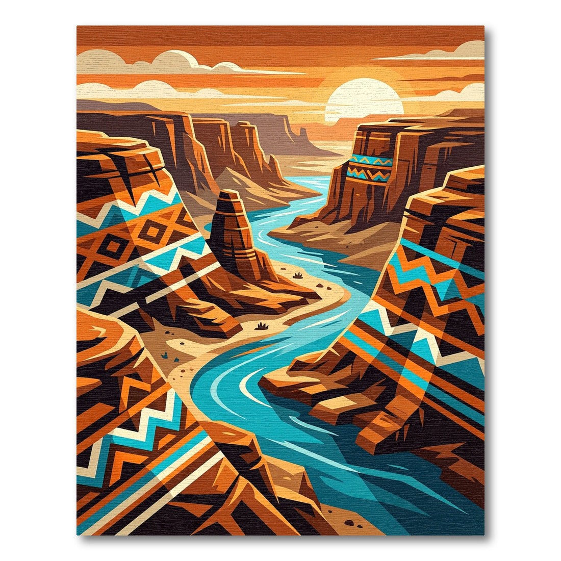 Vibrant Southwestern Canyon River Scene Rug