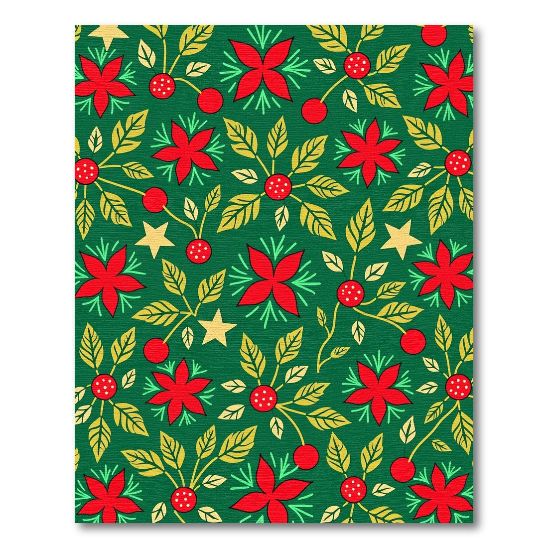 Vibrant Red Poinsettia Star Cluster Rug