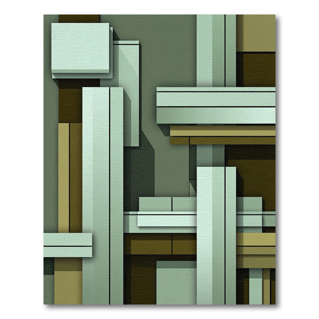 Modern Geometric Stacked Block Rug