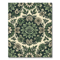 Sage Green Botanical Rose Mandala Rug