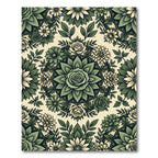 Sage Green Botanical Rose Mandala Rug