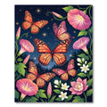 Orange Butterfly Garden Night Scene Rug