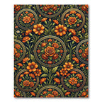 Elegant Amber Floral Medallion Garden Rug