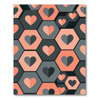 Geometric Hexagon Heart Graphic Peach Gray Rug