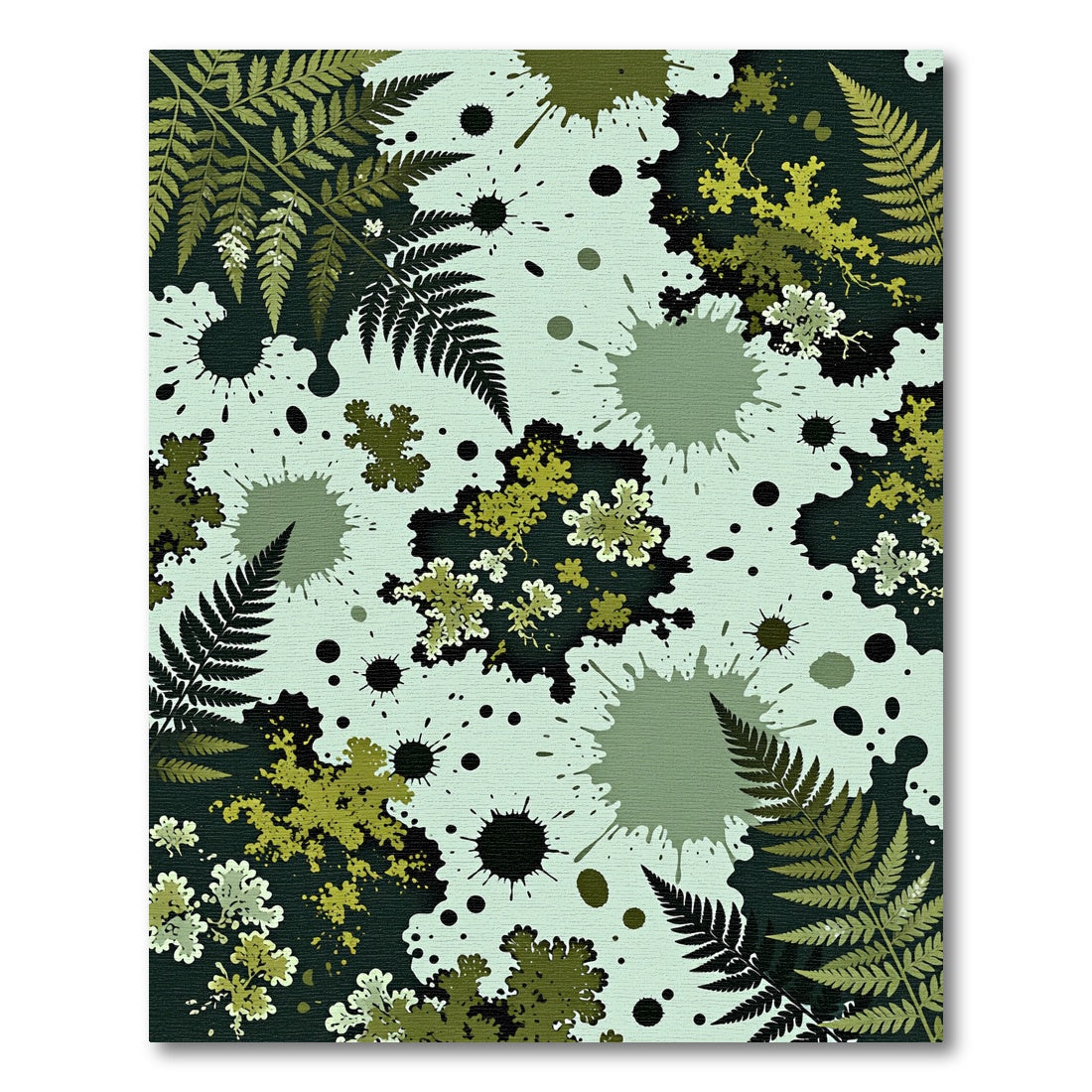 Earthy Fern Splash Abstract Rug