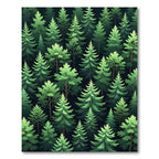 Lush Emerald Coniferous Forestscape Rug