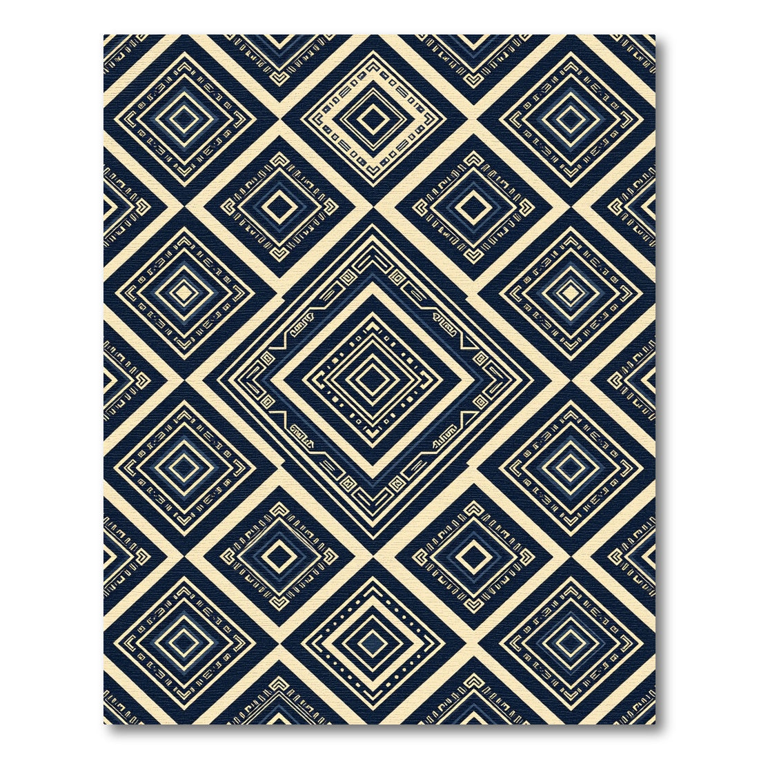 Geometric Indigo Cream Concentric Diamond Rug