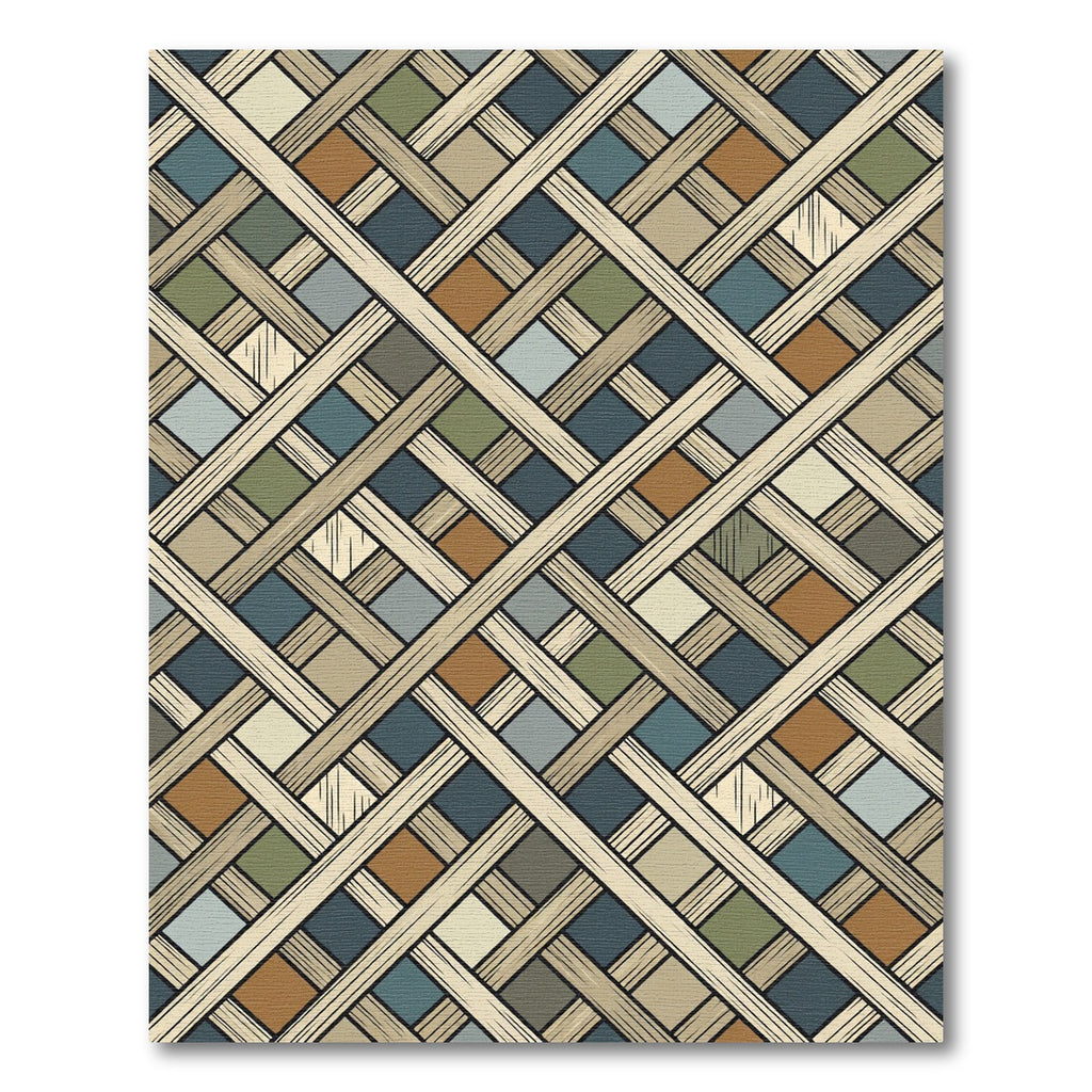 Earthy Geometric Woven Lattice Weave Rug