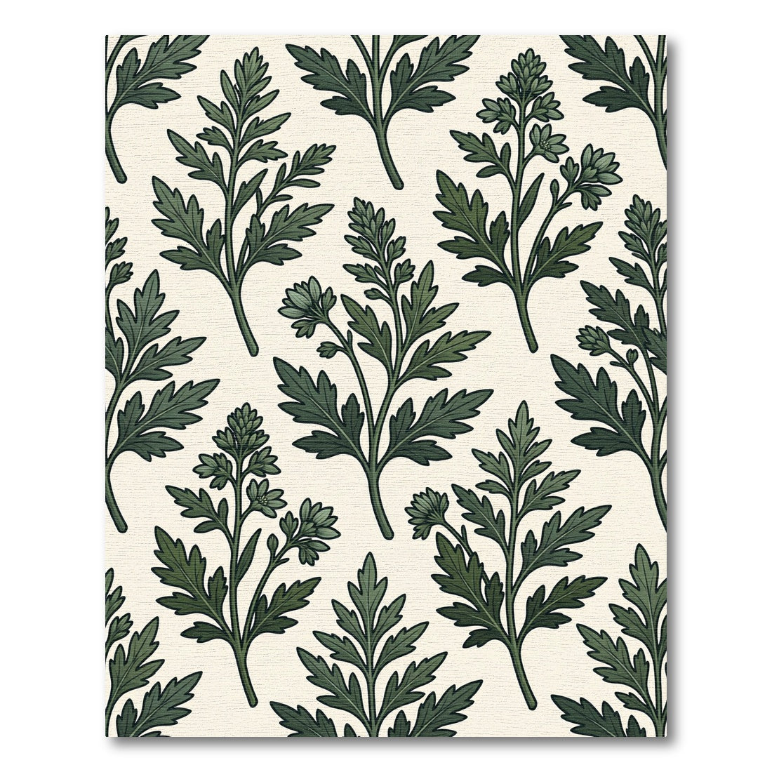 Verdant Green Botanical Branch Pattern Rug