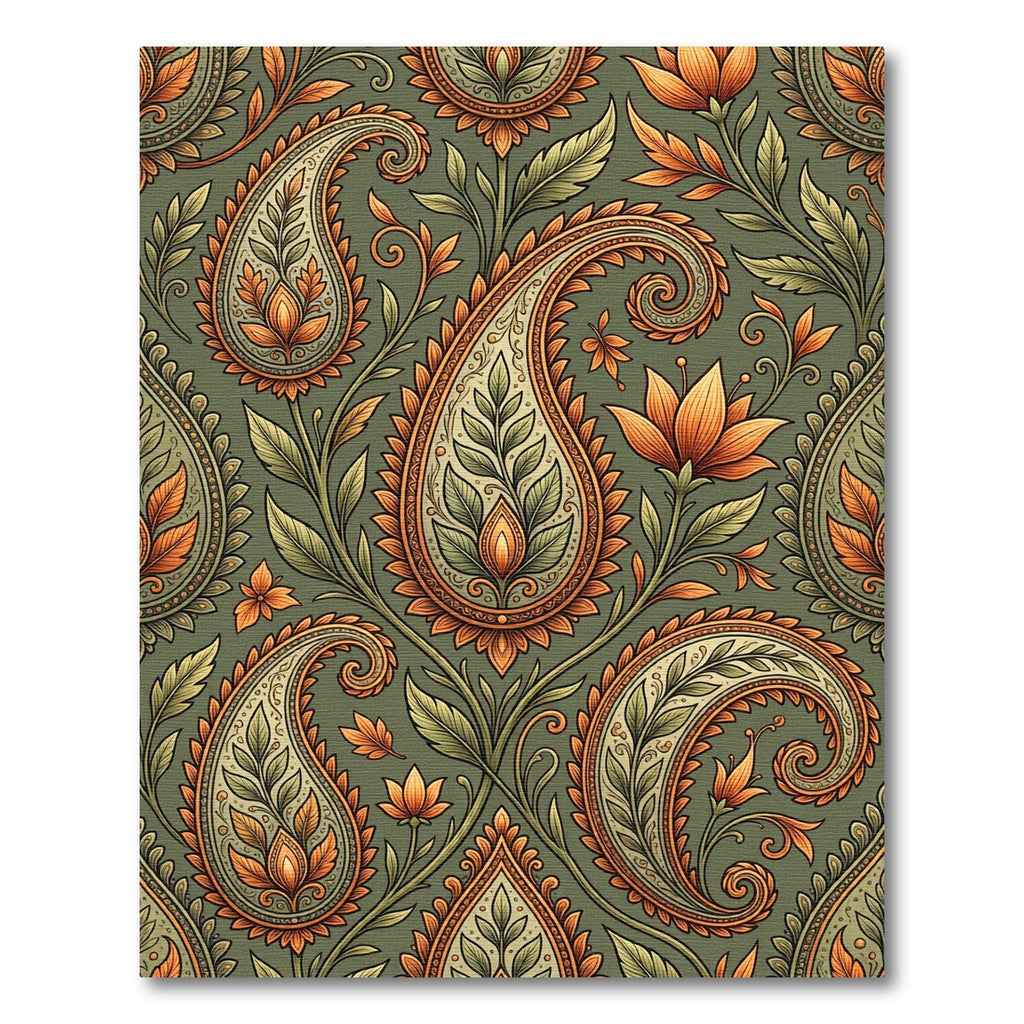Emerald Green Paisley Floral Medallion Rug