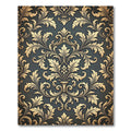 Gold Damask Scroll Charcoal Backdrop Rug