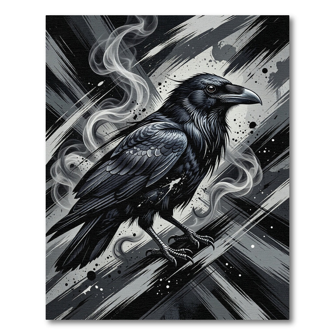 Dark Raven Smoke Brushstroke Art Rug