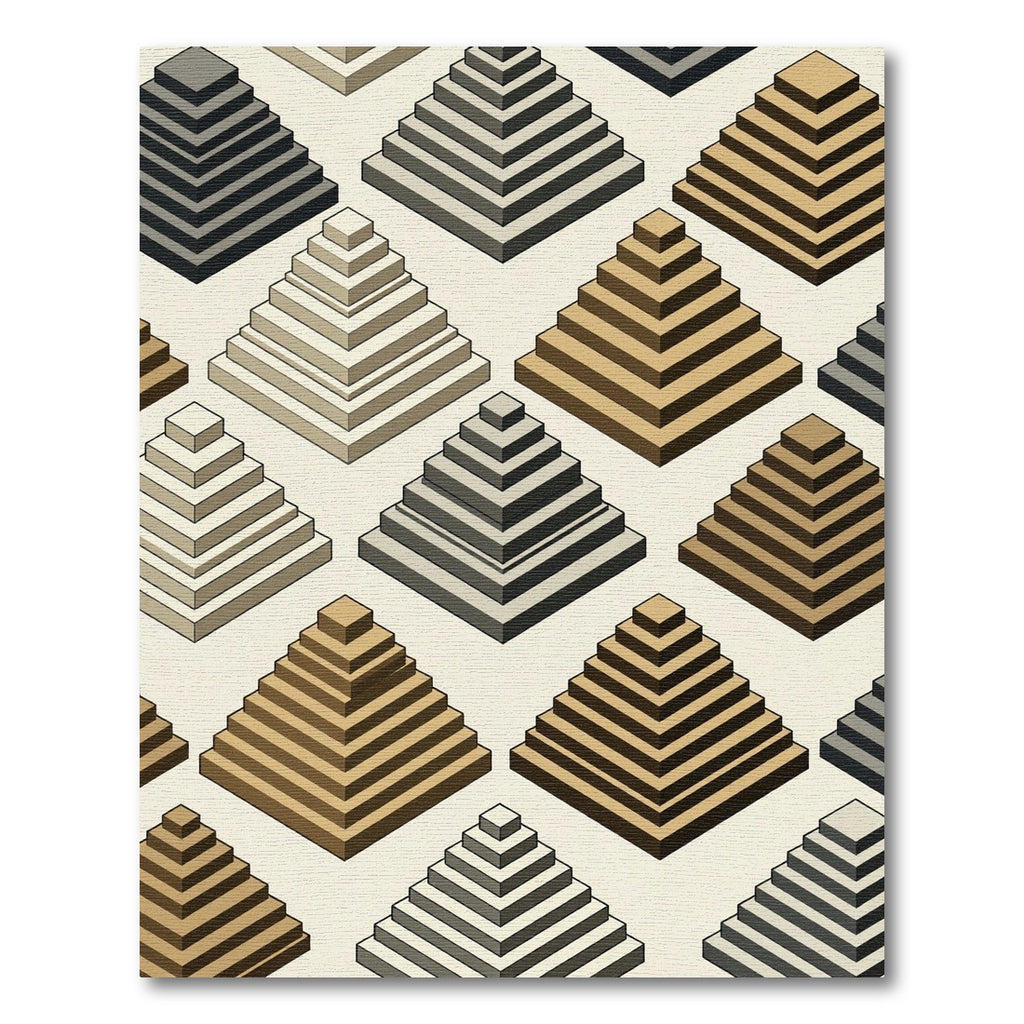 Terracotta Step Pyramid Repeating Arrangement Rug