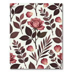 Mauve Rose Botanical Floral Pattern Rug