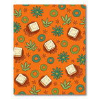 Whimsical Orange Floral Square Arrangement Rug