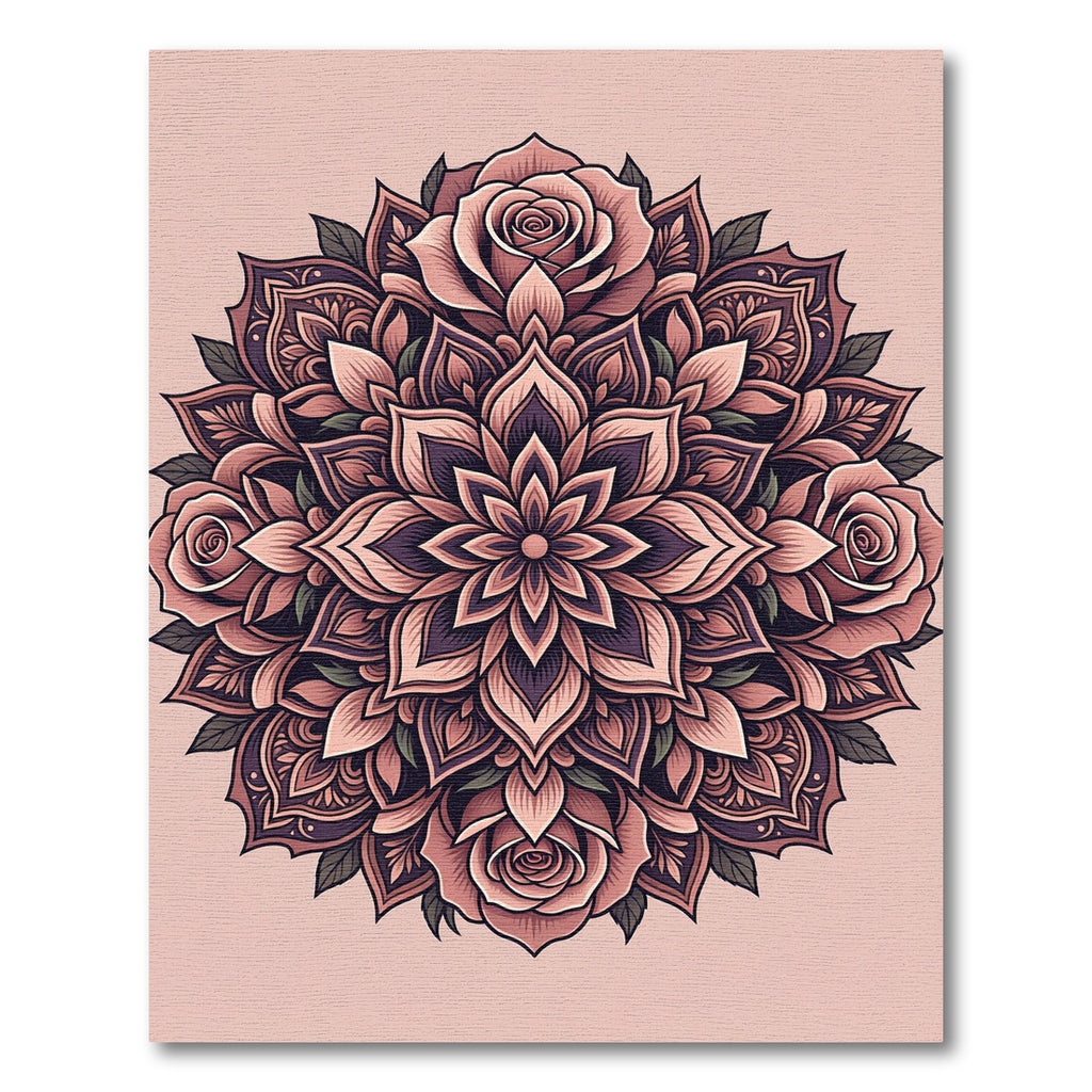 Rose Mandala Medallion Blush Color Rug