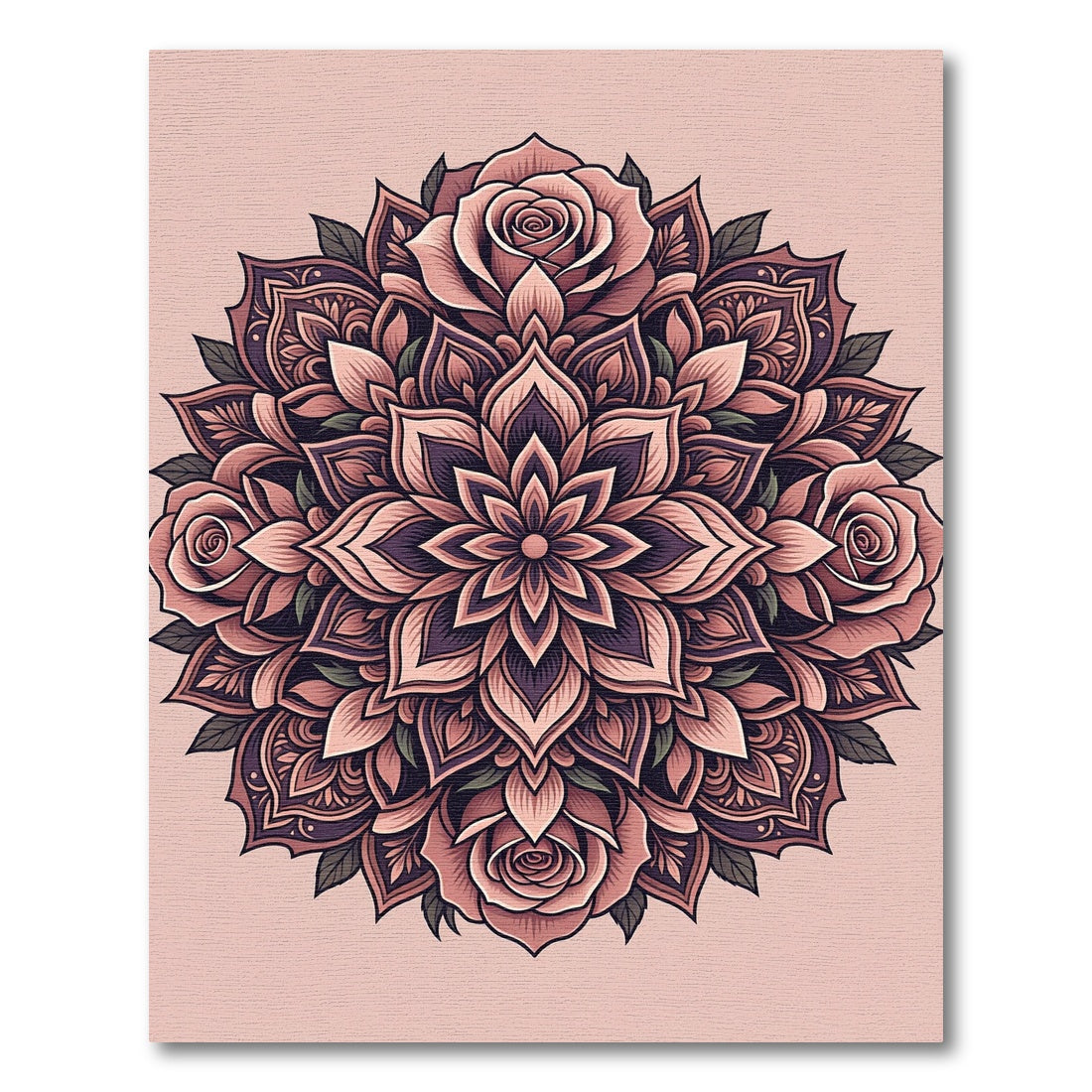 Rose Mandala Medallion Blush Color Rug