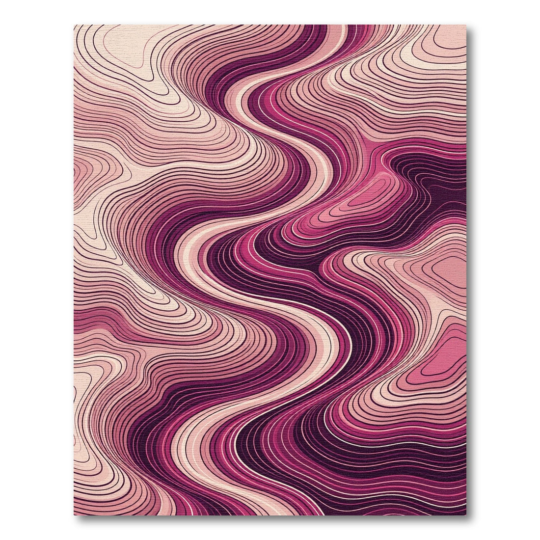 Rose Pink Abstract Contour Waves Rug