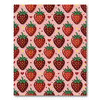 Sweet Strawberry Hearts Pink Background Rug