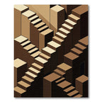 Brown Escher Staircase Illusion Rug