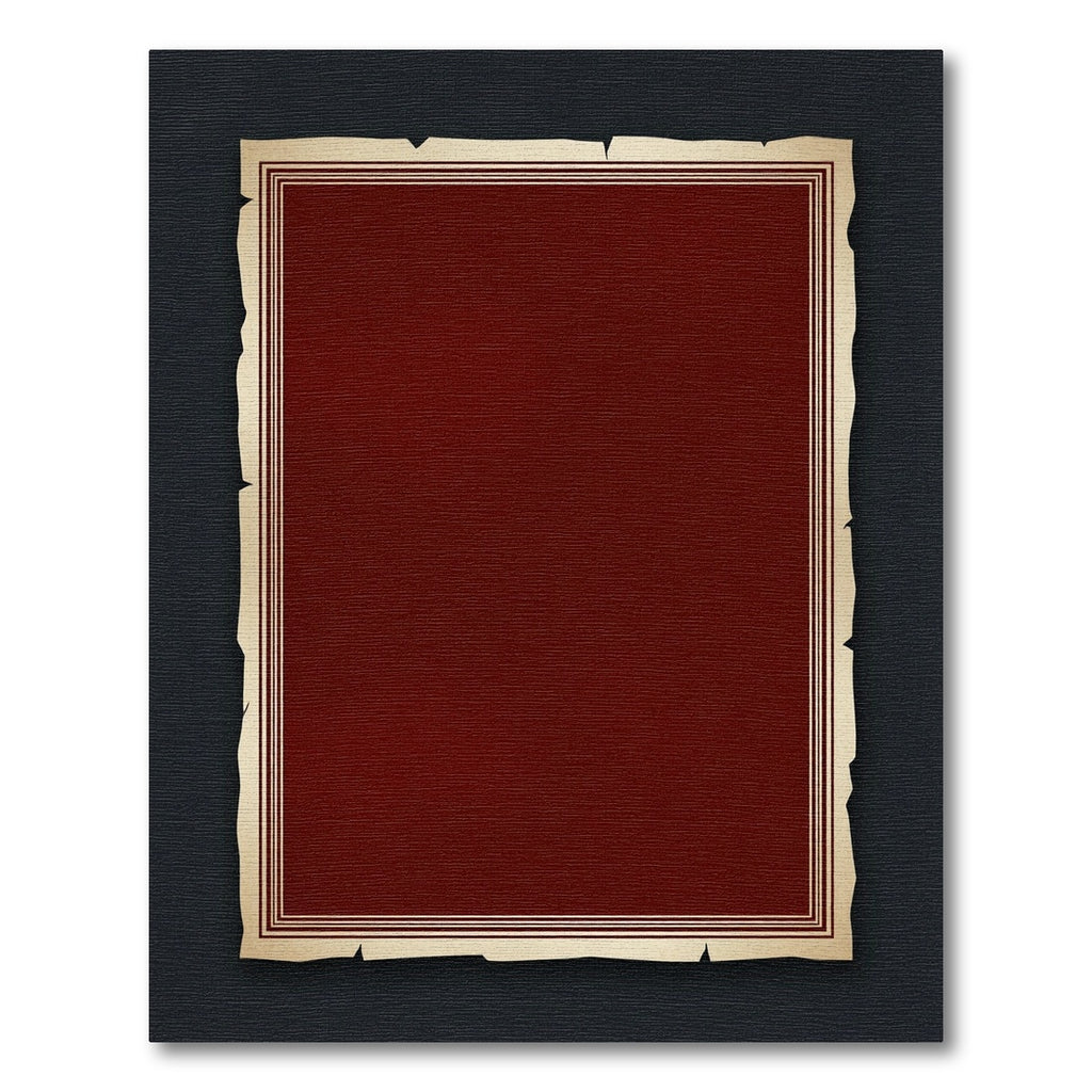 Deep Crimson Bordered Parchment Rug