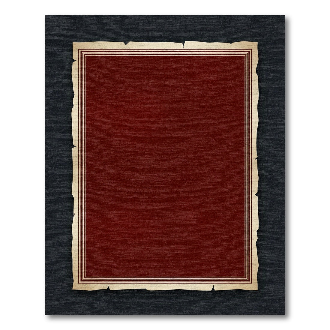Deep Crimson Bordered Parchment Rug