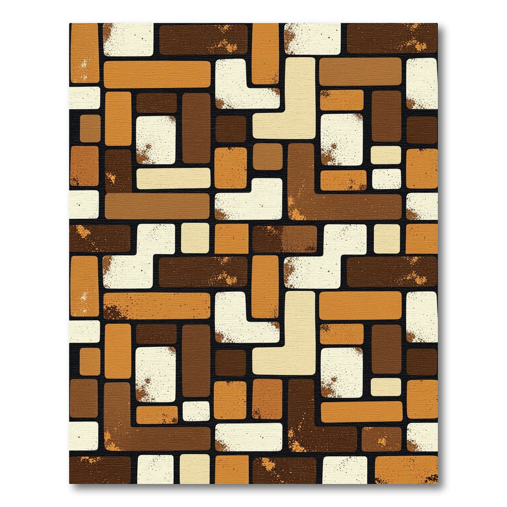 Warm Earthy Tones Abstract Geometric Rug