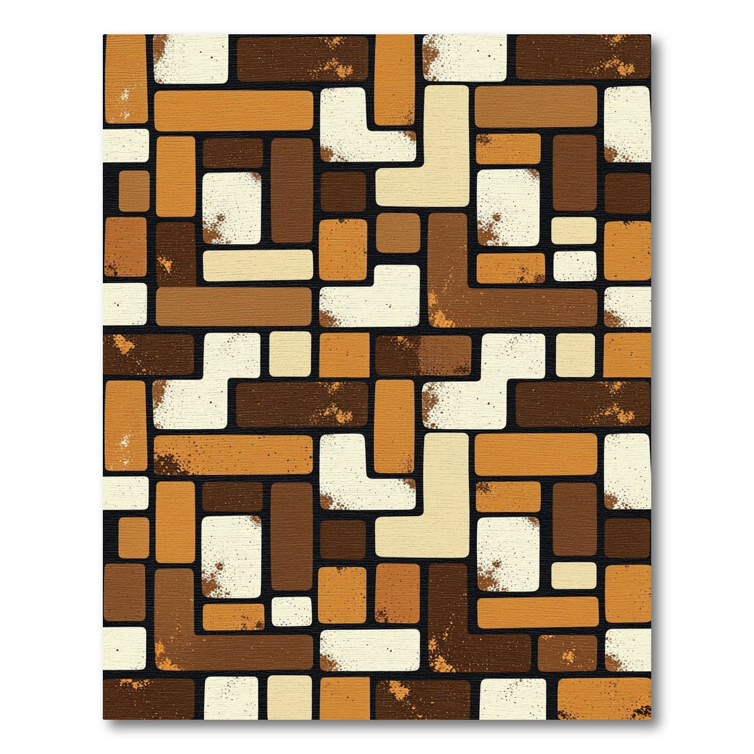 Warm Earthy Tones Abstract Geometric Rug