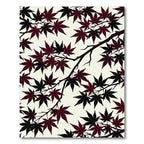 Dark Crimson Japanese Maple Branch Illustration Rug
