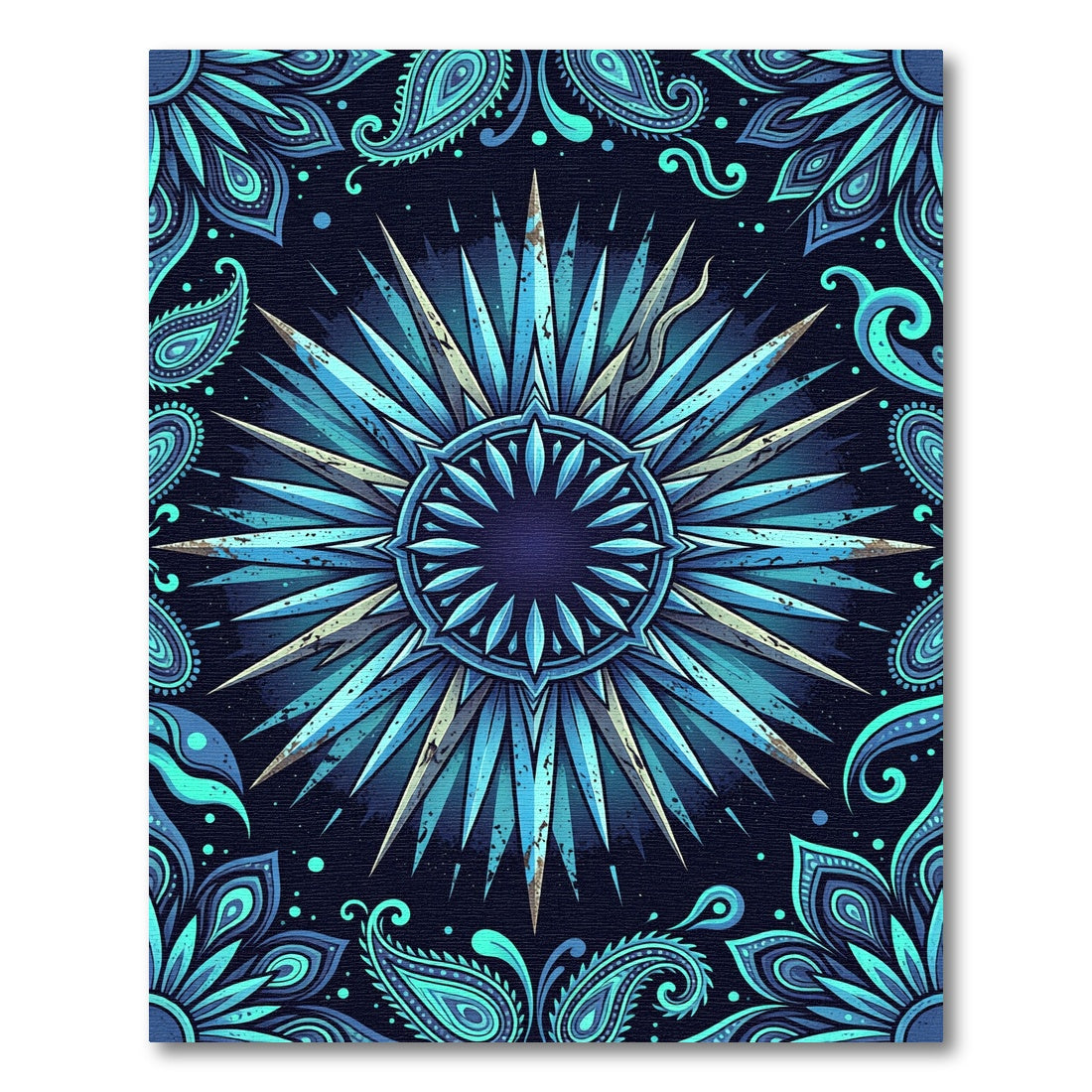 Emerald Shards Paisley Mandala Rug