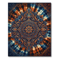 Orange Blue Tie Dye Mandala Floral Rug