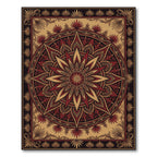 Crimson Gold Starburst Mandala Rug