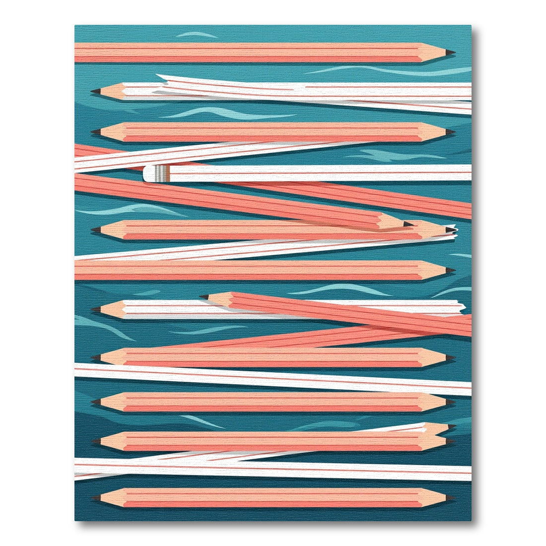Modern Graphite Pencil Wave Overlay Rug