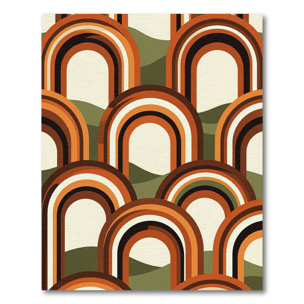 Retro Mid-Century Burnt Orange Arch Rug