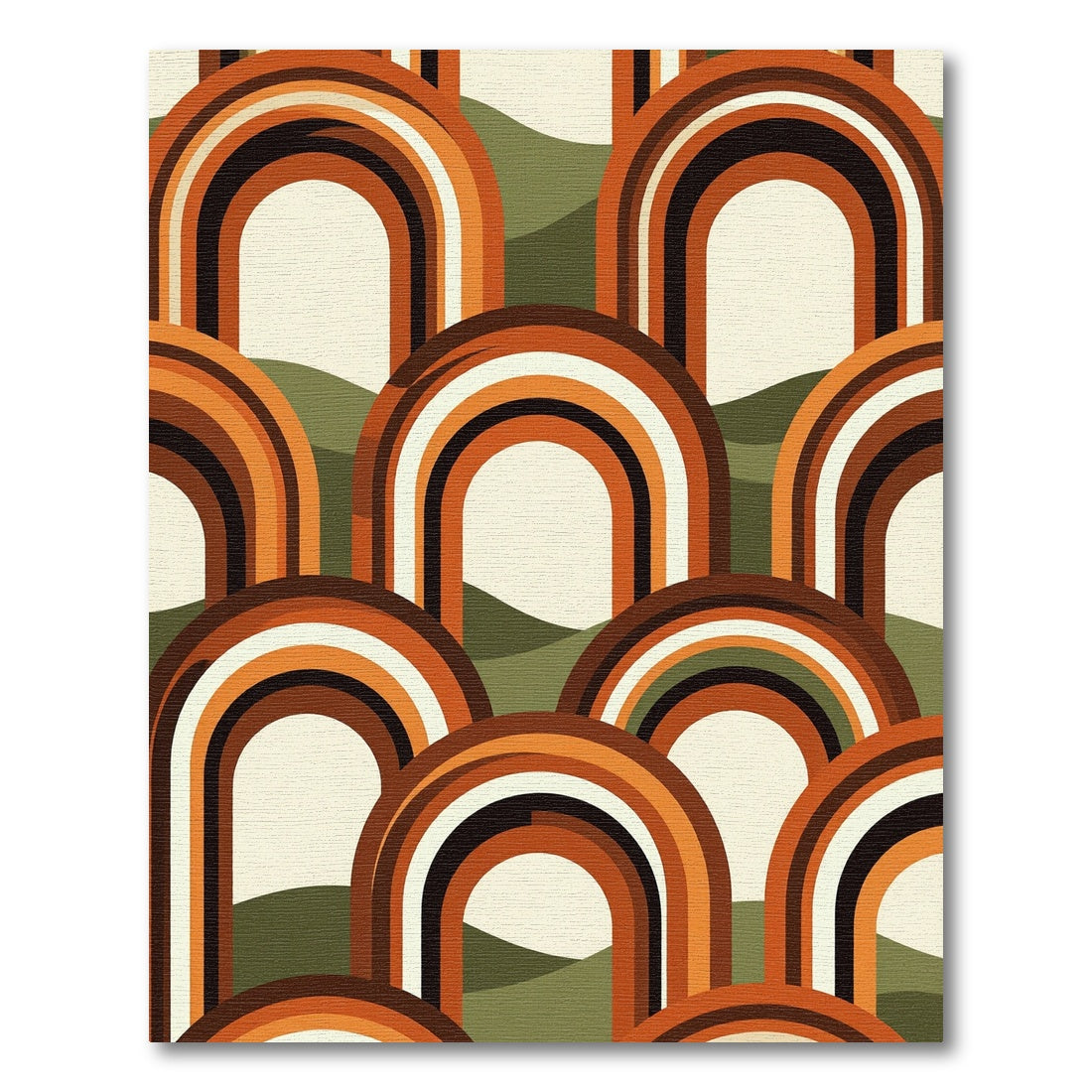Retro Mid-Century Burnt Orange Arch Rug