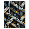 Industrial Gray Orange Splatter Geometric Rug