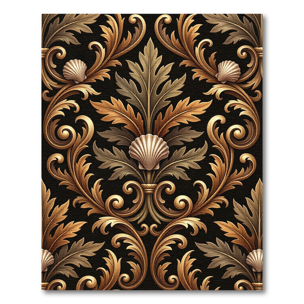Gilded Baroque Shell and Acanthus Scroll Rug