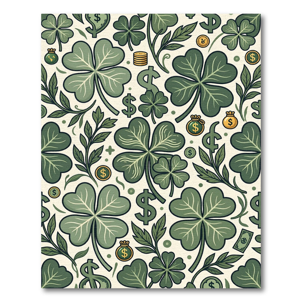 Lucky Clover Green Currency Illustration Rug