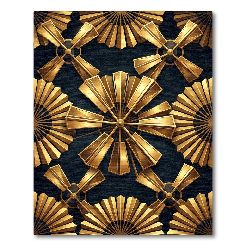 Gold Fan Geometric Art Deco Rug
