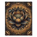 Metallic Gold and Slate Lotus Flower Rug
