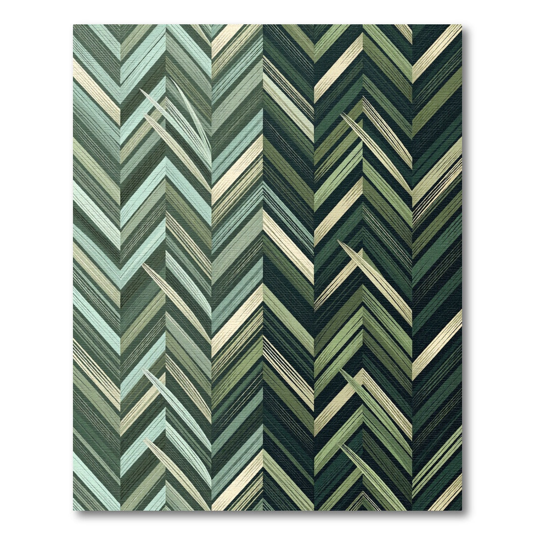 Deep Green Herringbone Stripe Rug